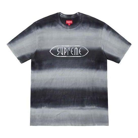 Supreme SS19 Rainbow Stripe Tee Short Sleeve Unisex Black Gray SUP-SS19-1008