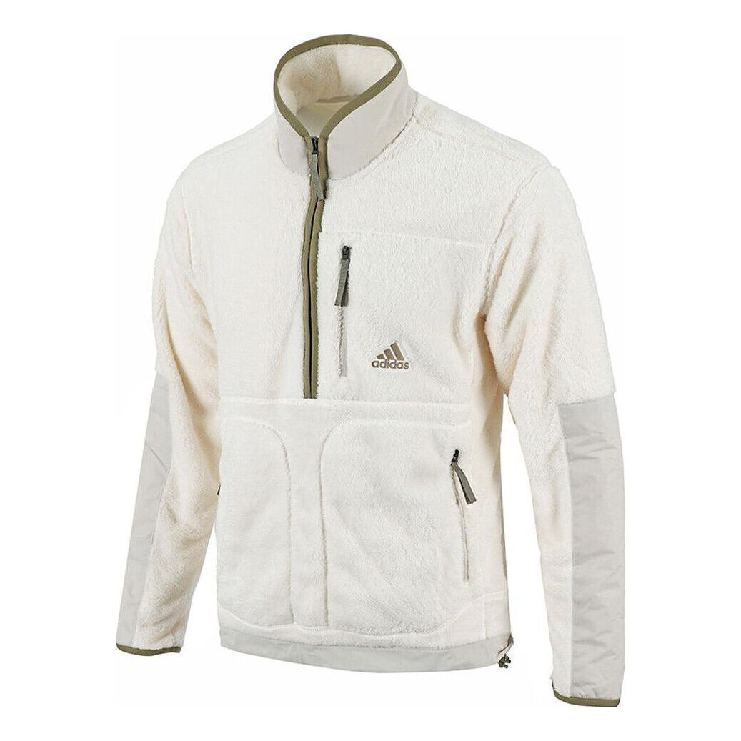 adidas Sherpa Jacket Sports Casual 1/4-Zip Top 'Ivory' HR8423