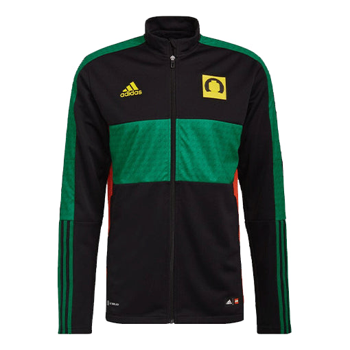 Men's adidas Colorblock Stand Collar Zipper Gym Jacket Japanese Version Black HC9800