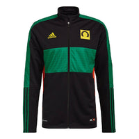 Men's adidas Colorblock Stand Collar Zipper Gym Jacket Japanese Version Black HC9800