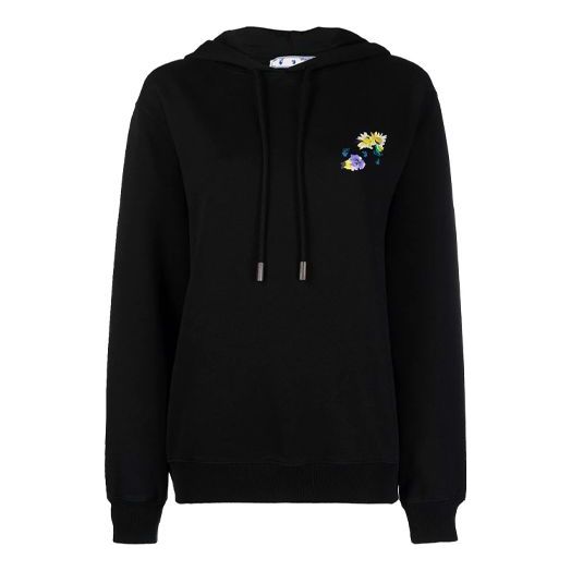 (WMNS) Off-White SS21 Pattern Printing Loose Hoodie Black OWBB035S21JER0021001