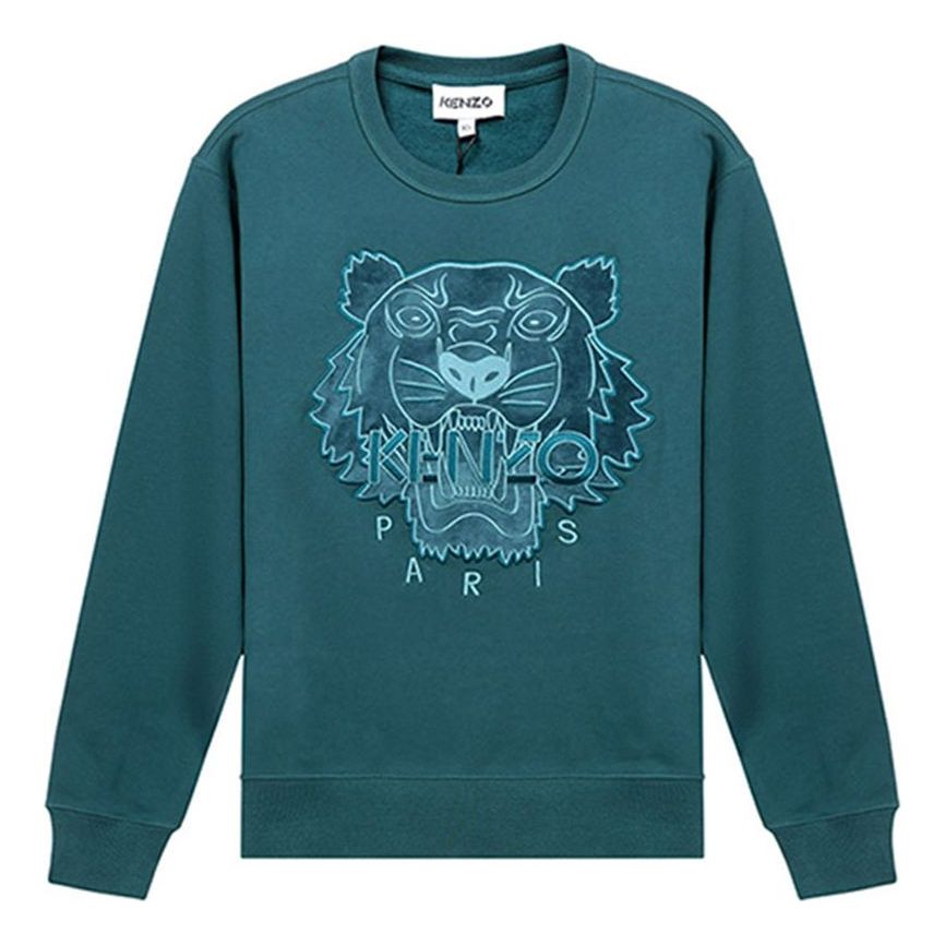 (WMNS) KENZO Velvet Embroidery Round-neck Long Sleeve Swea Green FA62SW8244XJ-73