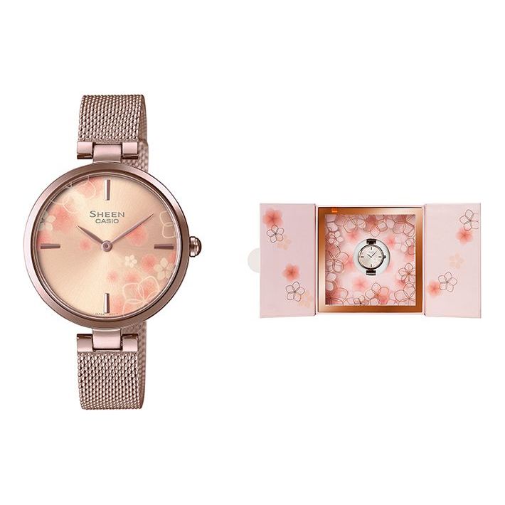 CASIO Waterproof Stainless Steel Strap SHEEN Quartz Sapphire Crystal Rose Gold Analog SHE-C110CGM-4AUPFH