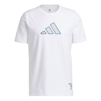 Men's adidas Trae 2 Tee Brand Logo Printing Round Neck Short Sleeve White T-Shirt HG4435