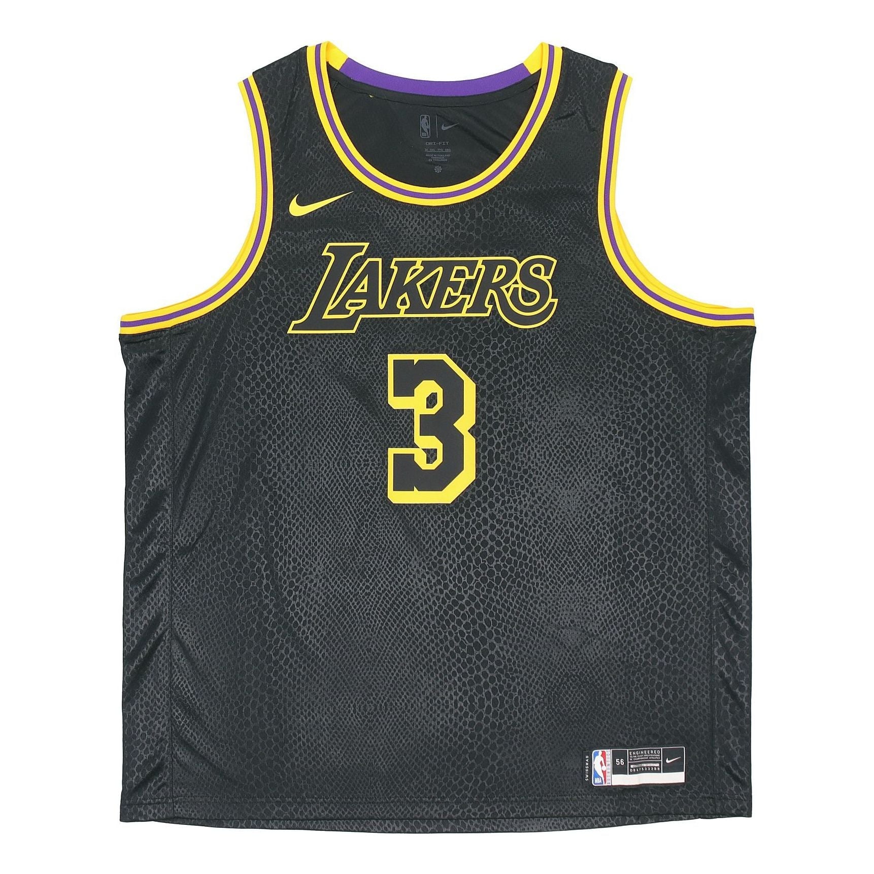 Men's Nike SW Fan Edition Lakers Davis No. 3 Casual Sports Basketball Jersey/Vest Black DJ1433-010