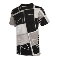 adidas originals Colorblock Pattern Round Neck Sports Short Sleeve Black H31314