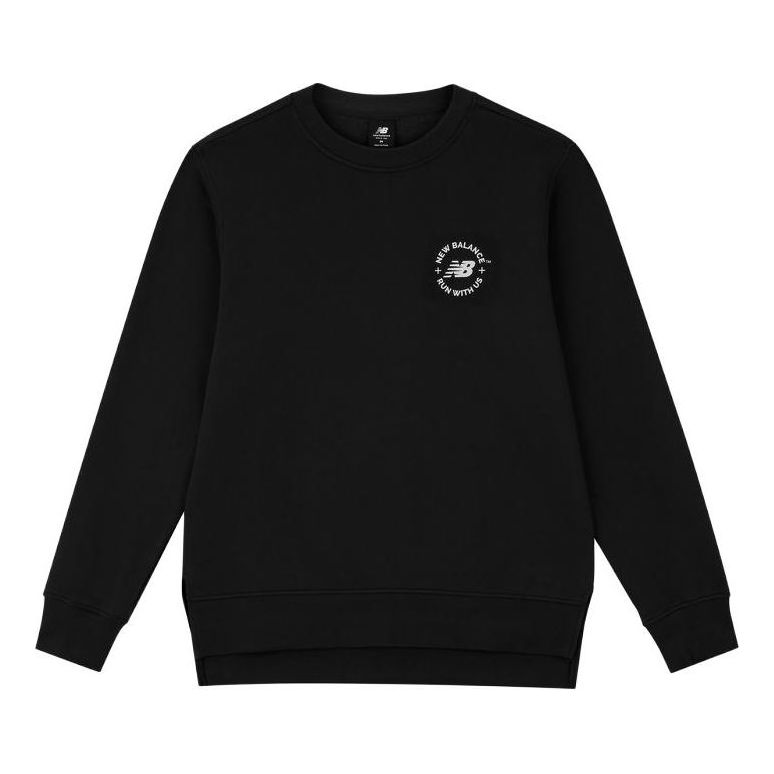 New Balance Logo Pullover Sweatshirt Asia Sizing 'Black White' AMT33343-BK