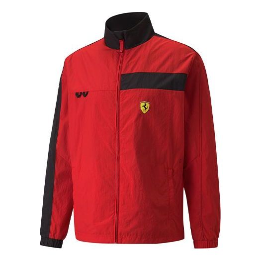 PUMA Ferrari Race Statement Jacket Colorblock Stand Collar Woven Red 533714-02