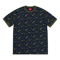 Supreme FW18 Scatter Ringer Navy Full Print Logo Short Sleeve Unisex Navy Blue SUP-FW18-105