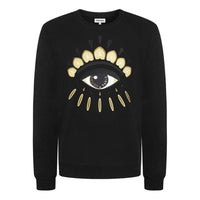 Men's KENZO Embroidered Pattern Round Neck Pullover Black FA65SW1144XC-99