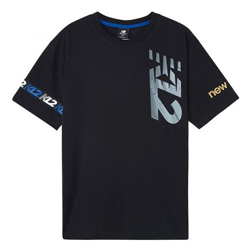 New Balance Men's New Balance Printing Athleisure Casual Sports Round Neck Short Sleeve Black MT01685-BK