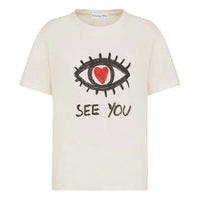 DIOR Printed Pattern Short Sleeves T Shirt Beige/White 143T09A4473-0200