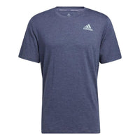Men's adidas Solid Color Round Neck Short Sleeve Japanese Version Blue T-Shirt HE6800