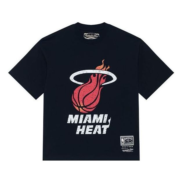 Mitchell & Ness x NBA Miami Heat Throwback Logo T-shirt 'Black' MNJYSST230095-BLACK