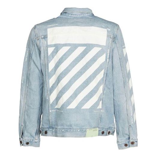 Off-White Stripe Printing Denim Jacket Blue OMYE001S183860237101