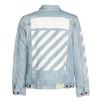 Off-White Stripe Printing Denim Jacket Blue OMYE001S183860237101