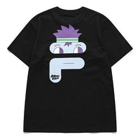 FILA FUSION x Jeremyville Crossover Cartoon Alphabet Printing Sports Short Sleeve Couple Style Black T11U139104F-BK