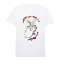 Men's Alexander McQueen Dragon Pattern Short Sleeve White 609578-QOZ92-0900