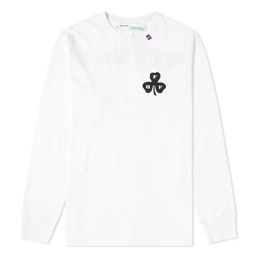 Off-White Pattern Printing Round Neck Long Sleeves Loose Fit White OMAB001E181850260120