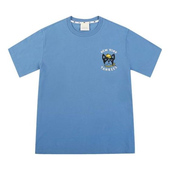 MLB Cartoon Series New York Yankees Basic Embroidered Round Neck Short Sleeve Unisex Sky Blue 31TSC2031-50S