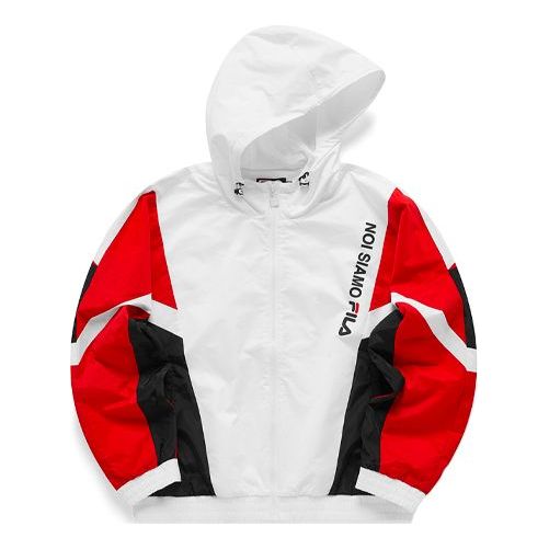 Fila FUSION Splicing Contrasting Colors Loose Sports Woven Hooded Jacket Red T11W111706F-RD