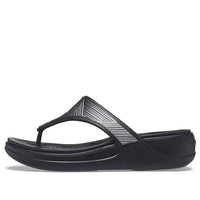 (WMNS) Crocs Monterey Metallic Stylish Black Slippers 206850-001