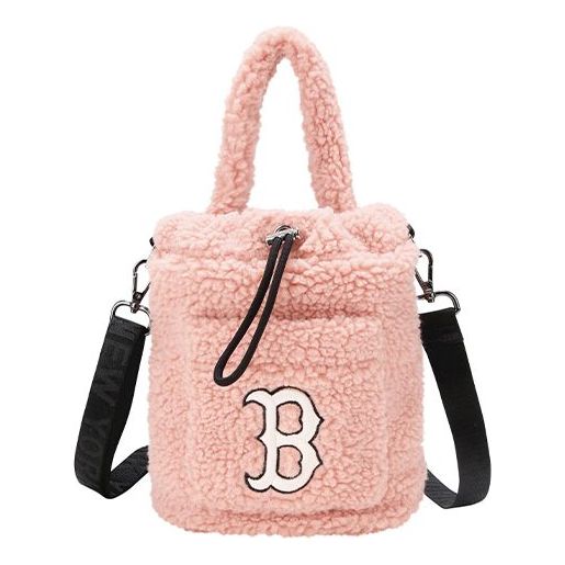 MLB Boston Red Sox polar fleece Wool Bucket Bag Pink 32BGDE011-43P