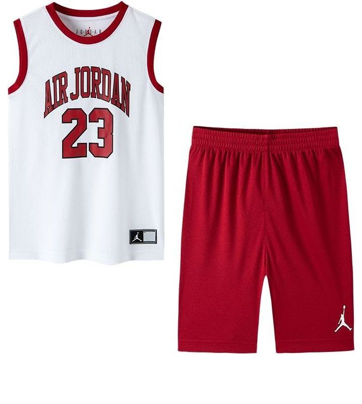 (PS) Air Jordan HBR DNA Muscle Tee and Short Set 'White Red' JD2122027PS-002