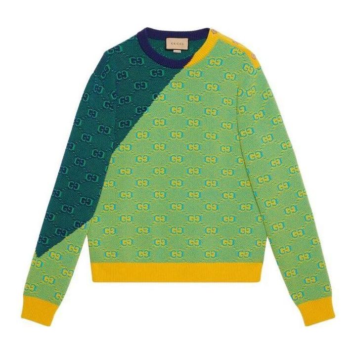 Gucci GG Jacquard Wool Knit Sweatshirt 'Green' 729380-XKC0J-7021