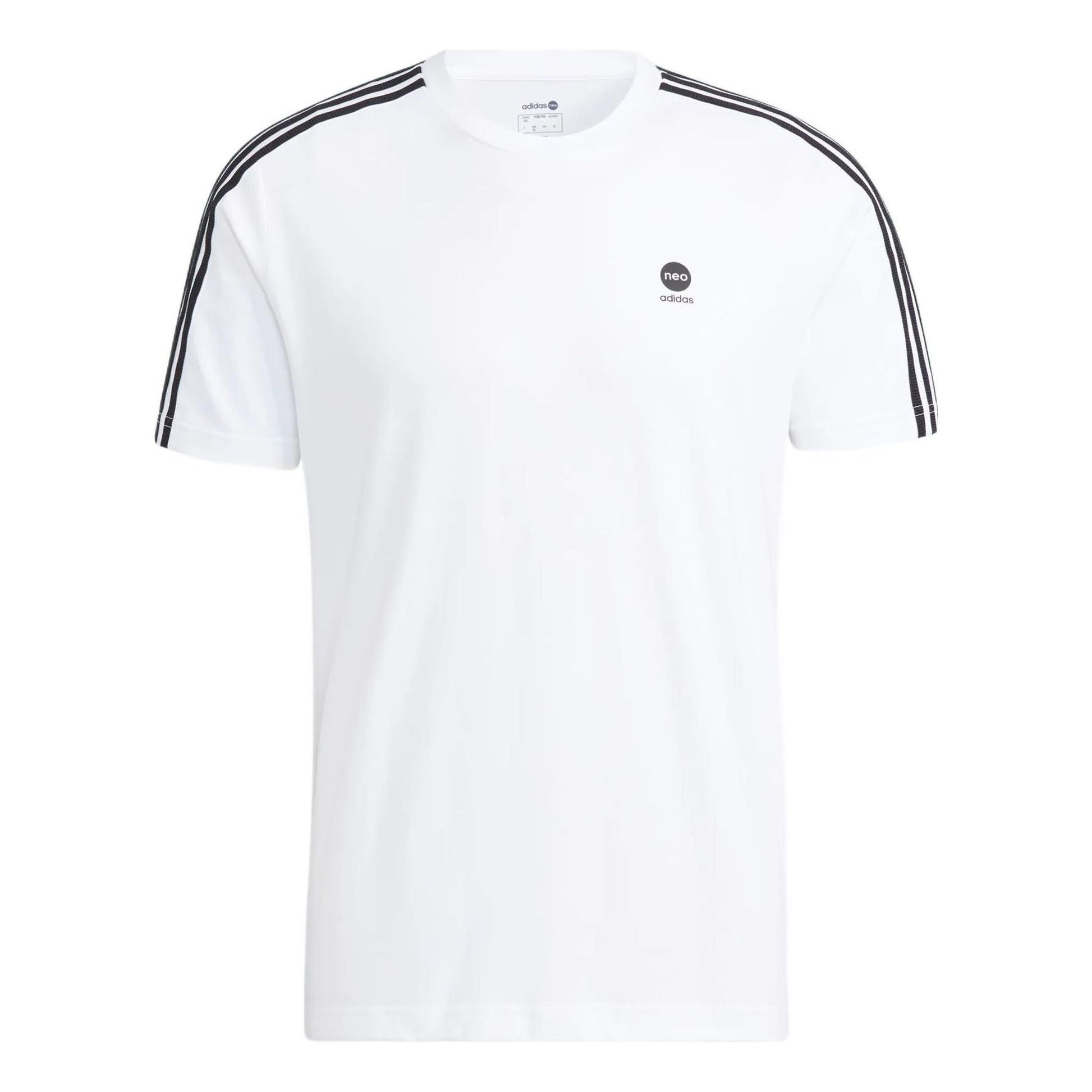 Men's adidas neo Contrasting Colors Stripe Athleisure Casual Sports Short Sleeve White T-Shirt HD4665