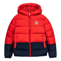 (PS) Converse Logo Badge Fleece-lined Hooded Down Jacket Asia Sizing 'Red Black' CV2242086GS-001