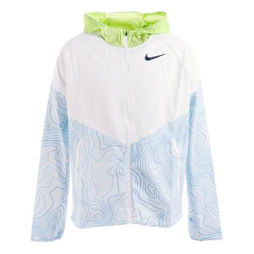 Nike hooded Running Sports Jacket 'White Green' DC4040-100