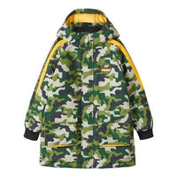 (GS) Skechers Letter Printed Woven Long Down Jacket 'Green Yellow White Black' L421B108