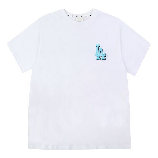 MLB Play Series Los Angeles Dodgers Graffiti Printing Round Neck Short Sleeve Unisex White 31TS06031-07W