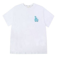 MLB Play Series Los Angeles Dodgers Graffiti Printing Round Neck Short Sleeve Unisex White 31TS06031-07W