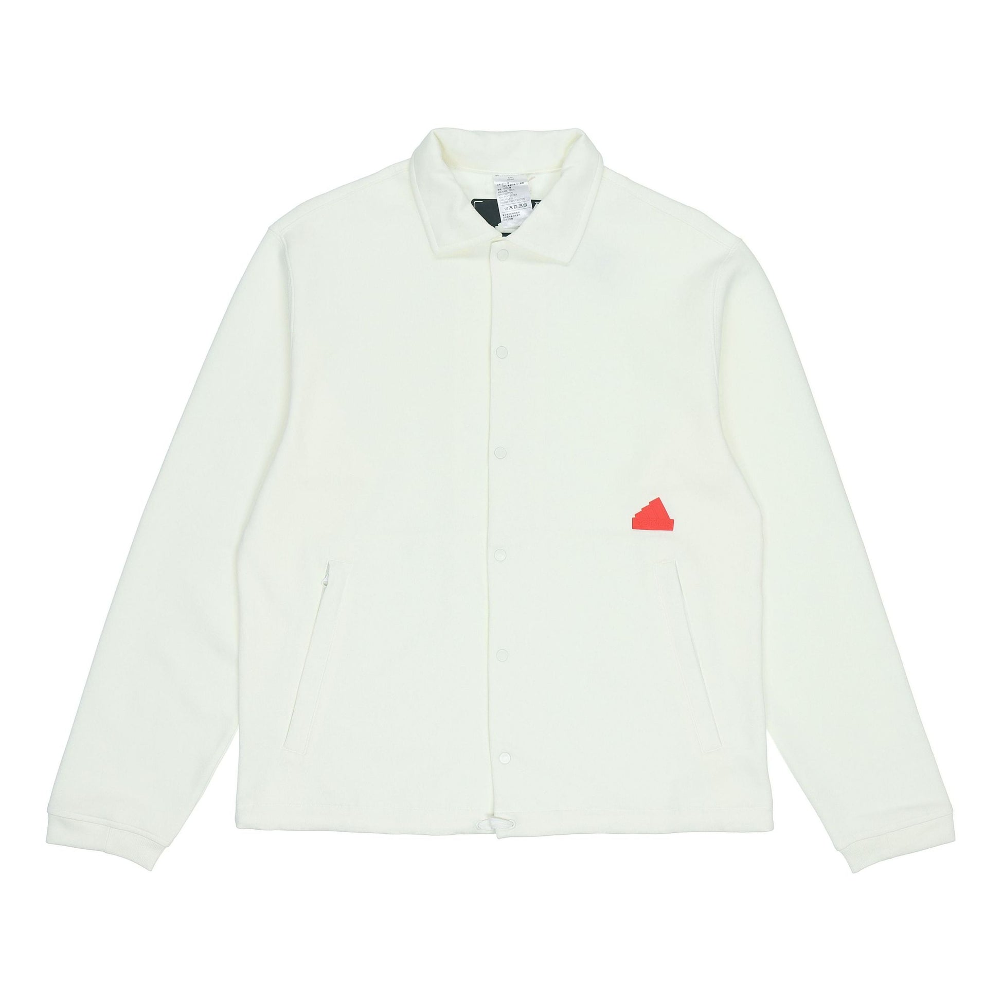 adidas Solid Color Logo Single Breasted Lapel Long Sleeves White Jacket HG2072