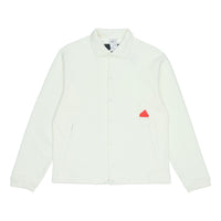 adidas Solid Color Logo Single Breasted Lapel Long Sleeves White Jacket HG2072