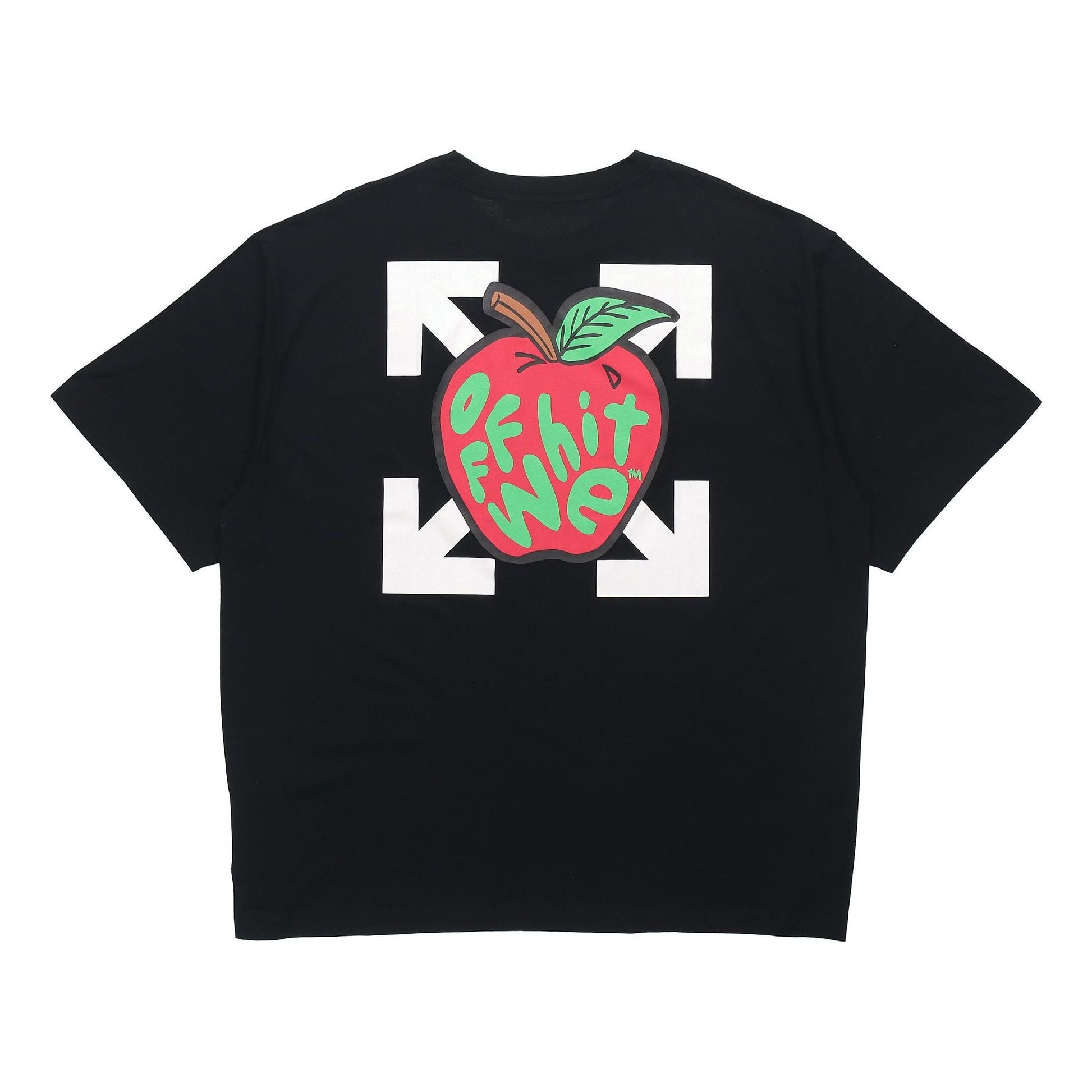 Off-White Apple Printing Arrow Short Sleeve Loose Fit Black OMAA038S21JER0151025