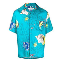 Off-White SS20 Blue Fishnet Bowling Short Sleeve Shirt OMGA103R20G550663188