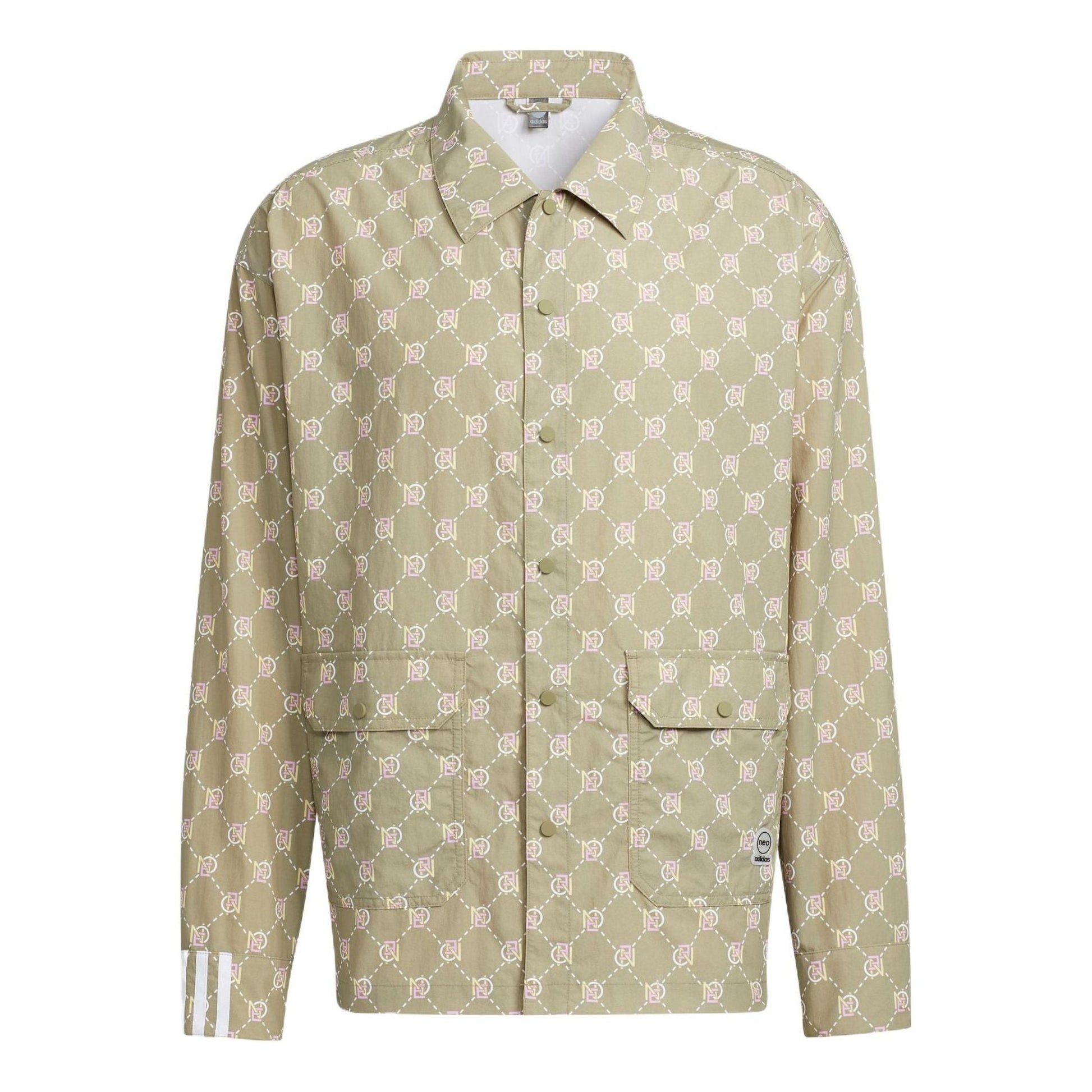 Men's adidas neo Full Print Lapel Jacket Autumn Brown HM2039