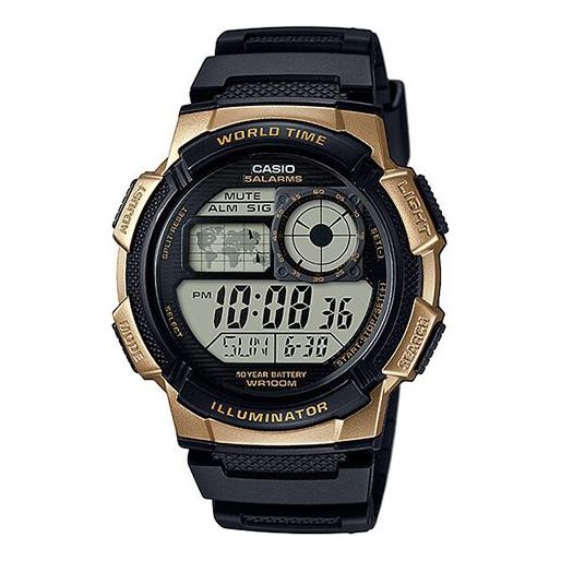 CASIO Waterproof Sports Mens BlackGold Digital AE-1000W-1A3VCF