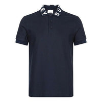 Men's Burberry Alphabet Short Sleeve Polo Shirt Navy Blue 80172001