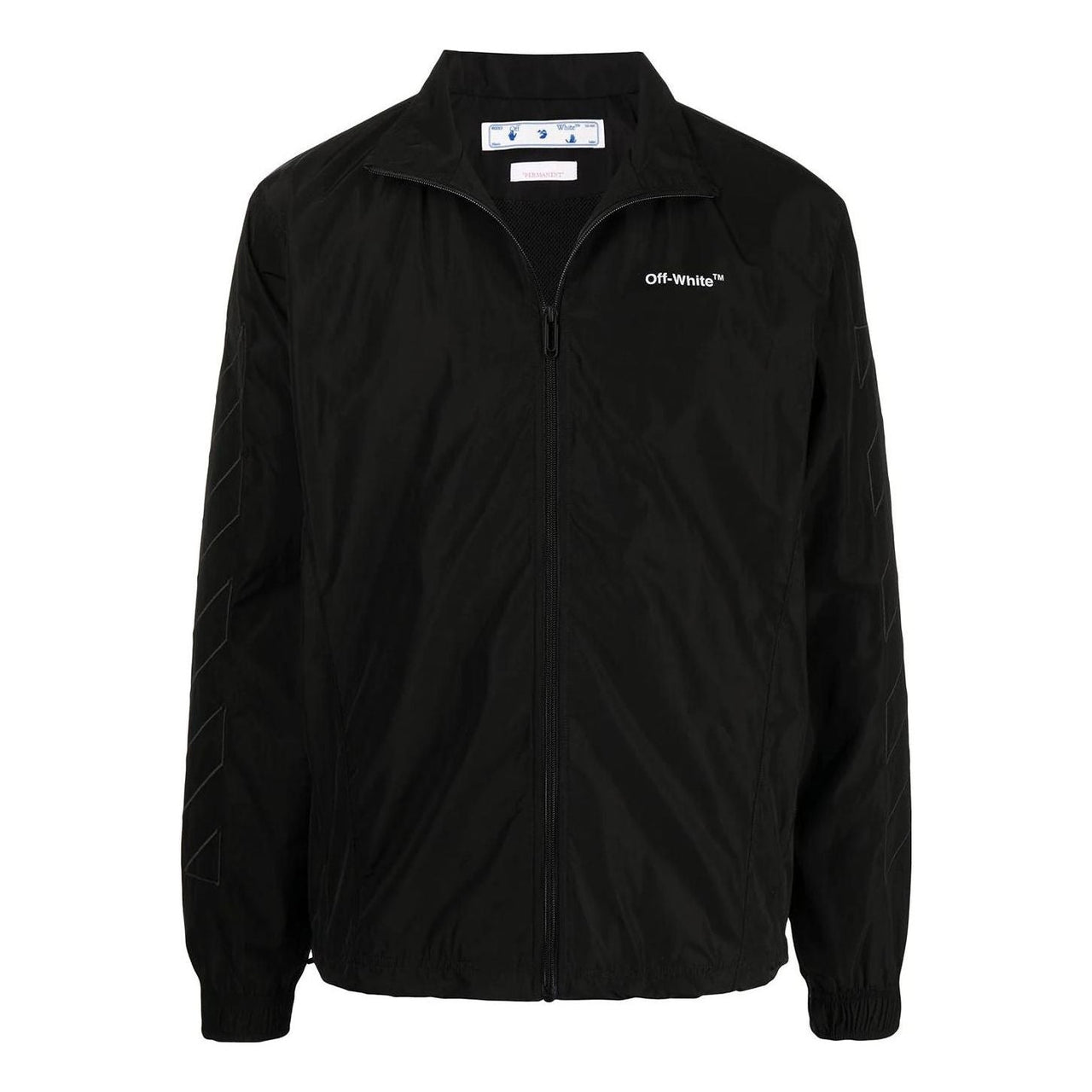 Men's Off-White Solid Color Lapel Zipper Jacket Black OMBD040C99FAB0011010