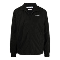Men's Off-White Solid Color Lapel Zipper Jacket Black OMBD040C99FAB0011010