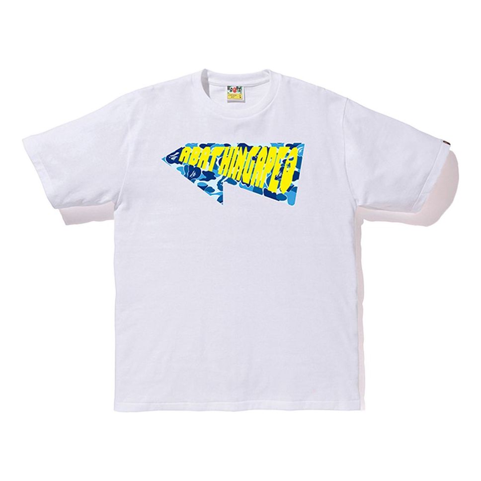 Men's BAPE Camouflage Alphabet Printing Short Sleeve White 0ZXTEM110105C