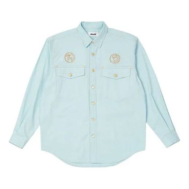 PALACE Funny Logo Stand Collar Long Sleeves Shirt Unisex Blue P20SHT007