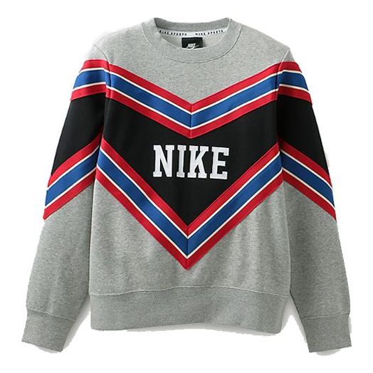 (WMNS) Nike Splicing Fleece Lined Knit Round Neck Pullover Gray BV2921-063