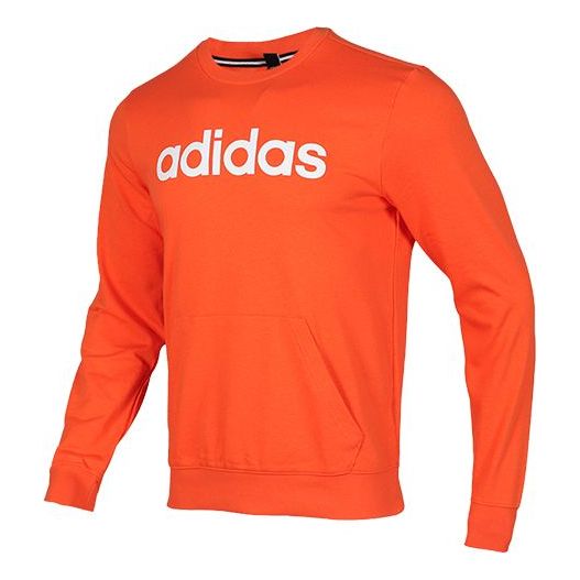 adidas neo logo Printing Casual Sports Round Neck Pullover Orange EJ7057