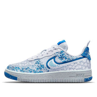 (PS) Nike Force 1 Crater Flyknit Low Tops Classic Casual Skateboarding Shoes White Blue DN4182-100