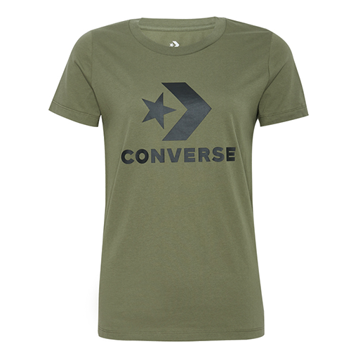(WMNS) Converse Classic Logo Printing Short Sleeve Grass Green 10009152-A13